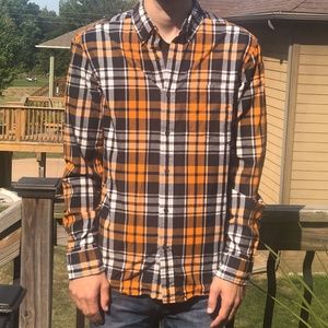 AE Plaid Oxford Button-Up Shirt